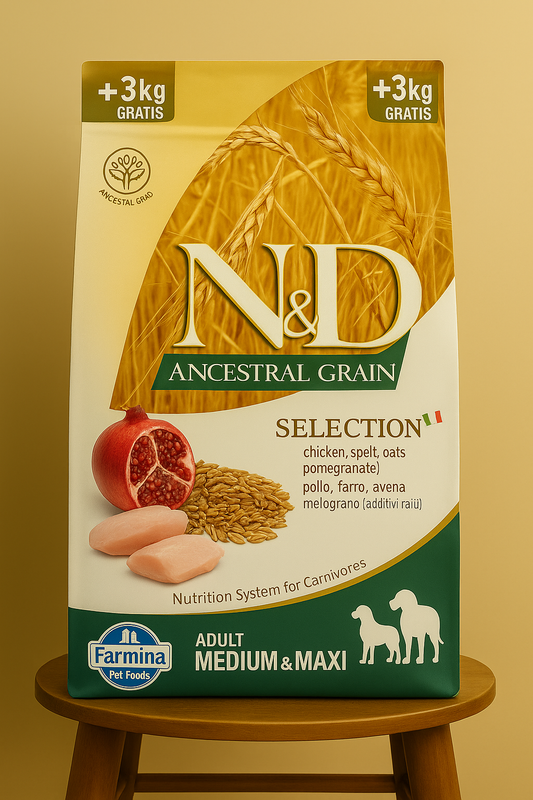 N&D Ancestral Selection Düşük Tahıllı Tavuklu ve Narlı Orta ve Büyük Irk Yetişkin Köpek Maması 12 + 3 kg