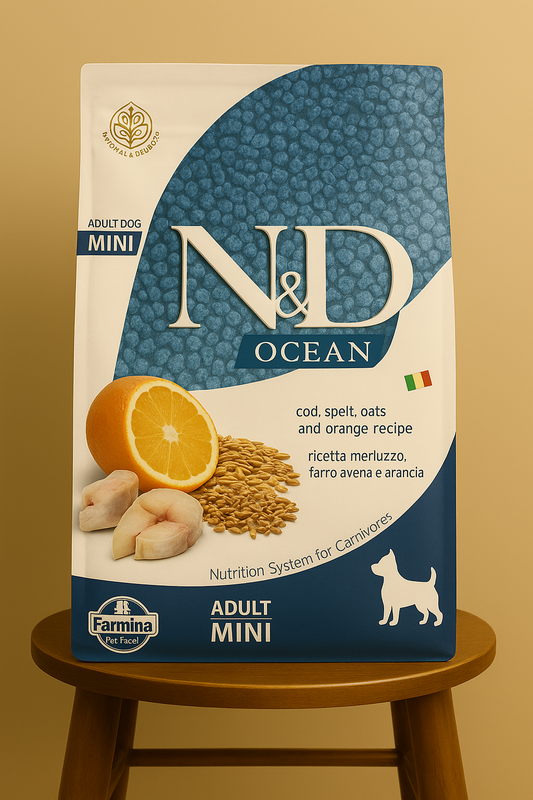 N&D Ocean Düşük Tahıllı Morina Balıklı ve Portakallı Küçük Irk Yetişkin Köpek Maması