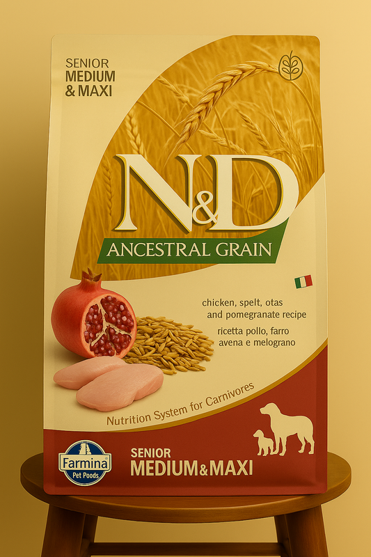 N&D Ancestral Grain Düşük Tahıllı Senior Tavuklu ve Narlı Orta ve Büyük Irk Yaşlı Köpek Maması