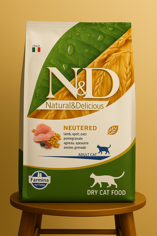 N&D Düşük Tahıllı Kısırlaştırılmış Kuzu Etli Yetişkin Kedi Maması 10 KG