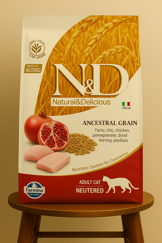 N&D Düşük Tahıllı Tavuklu ve Narlı Kısırlaştırılmış Yetişkin Kedi Maması